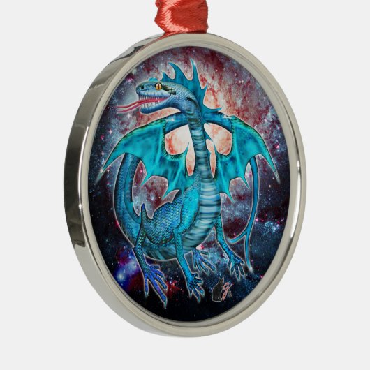 Türkisfarbener Drachenschmuck Silbernes Ornament (Rechts)