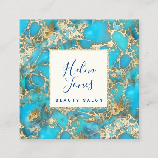 türkisfarbener Edelstein Quadratische Visitenkarte (Vorderseite)