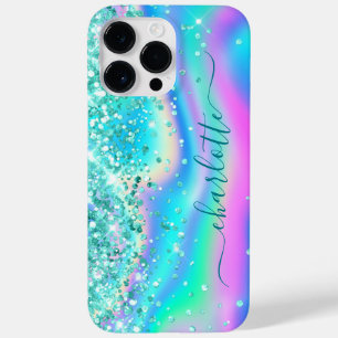 Türkisfarbener Glitter-Irideszente-Glamour-Feminin Case-Mate iPhone 14 Pro Max Hülle