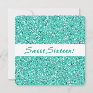 Türkisfarbener Glitter Look Sweet Sixteen Geburtst Einladung
