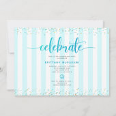 Türkisfarbener Glitzer Abschluss Foto Collage Einladung (Rückseite)