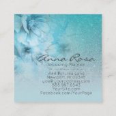 *~* Türkisfarbener Glitzer Blütenfarben Celestie Quadratische Visitenkarte (Rückseite)