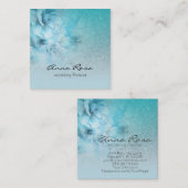*~* Türkisfarbener Glitzer Blütenfarben Celestie Quadratische Visitenkarte (Vorne/Hinten)