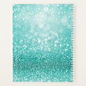 Türkisfarbener Glitzer Glam Monogram Name Personal Planer (Rückseite)