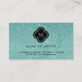 Türkisfarbener Glitzer Glitzern Quatrefolie Visite Visitenkarte