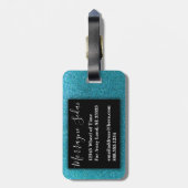 Türkisfarbener Glitzer Glitzern Travel Glam Monogr Gepäckanhänger (Rückseite vertikal)