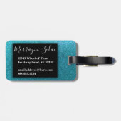 Türkisfarbener Glitzer Glitzern Travel Glam Monogr Gepäckanhänger (Rückseite horizontal)