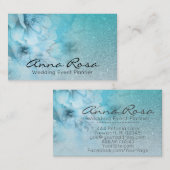 *~* Türkisfarbener Glitzer Himmelsfarbe Visitenkarte (Vorne/Hinten)