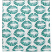 Türkisfarbener Glitzer Lippen Duschvorhang (Vorderseite)