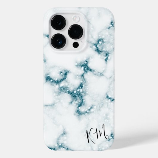 Türkisfarbener Glitzer Marmor Personalisiert Case-Mate iPhone Hülle (Rückseite)