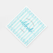 Türkisfarbener Glitzer mit stumpfen Streifen Serviette (Ecke)