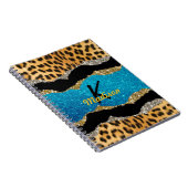 Türkisfarbener Glitzer-Monogramm aus Gürteltierdru Notizblock (Rechte Seite)