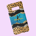 Türkisfarbener Glitzer-Monogramm aus Gürteltierdru Samsung Galaxy S10E Hülle<br><div class="desc">Hübsche elegante Imitate mit aquamarin türkisfarbenem Glitzer, die mit einem angesagten Muster aus tierischer Schrift geschmückt sind, um ein besonderes, stilvolles Gehäuse zum Schutz Ihres Gerätes zu schaffen. Schönes, modernes und cooles Cover für den Trend-versierten und kunstliebenden angesagten Trendsetter. Dieses stilvolle Design wäre ideal für Mädchen, die gerne funkelnd Designs...</div>