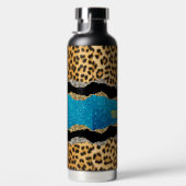 Türkisfarbener Glitzer-Monogramm aus Gürteltierdru Trinkflasche (Rechts)
