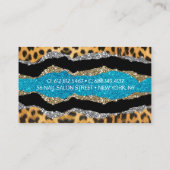 Türkisfarbener Glitzer-Monogramm aus Gürteltierdru Visitenkarte (Rückseite)