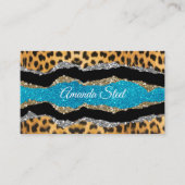 Türkisfarbener Glitzer-Monogramm aus Gürteltierdru Visitenkarte (Vorderseite)