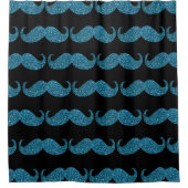 Türkisfarbener Glitzer Mustache #2 Duschvorhang (Vorderseite)