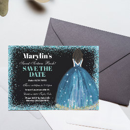 Türkisfarbener Glitzer Princess Bash: 16 . Geburts Save The Date