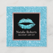 Türkisfarbener Glitzer Quadratische Visitenkarte (Vorderseite)