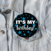 Türkisfarbener Glitzer Star Confetti Mein Geburtst Button (Beispiel)