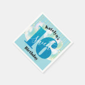 Türkisfarbener Glitzer Sweet 16 Birthday Balloon S Serviette (Ecke)