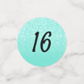 Türkisfarbener Glitzer Sweet 16 Party Table Confet Konfetti (Klein Vorderseite)