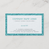 Türkisfarbener Glitzer und Glitzern Visitenkarte (Rückseite)