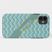 Türkisfarbener Glitzer ZigZag Muster Case-Mate iPhone Hülle (Rückseite (Horizontal))