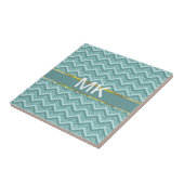 Türkisfarbener Glitzer ZigZag Muster Fliese (Seite)