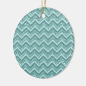 Türkisfarbener Glitzer ZigZag Muster Keramik Ornament (Links)