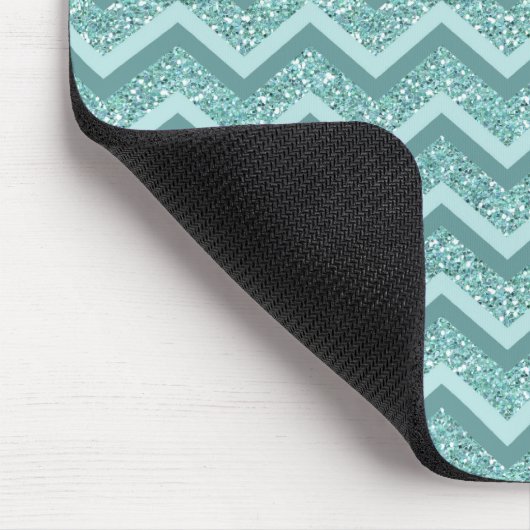 Türkisfarbener Glitzer ZigZag Muster Mousepad (Ecke)
