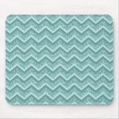 Türkisfarbener Glitzer ZigZag Muster Mousepad (Vorne)
