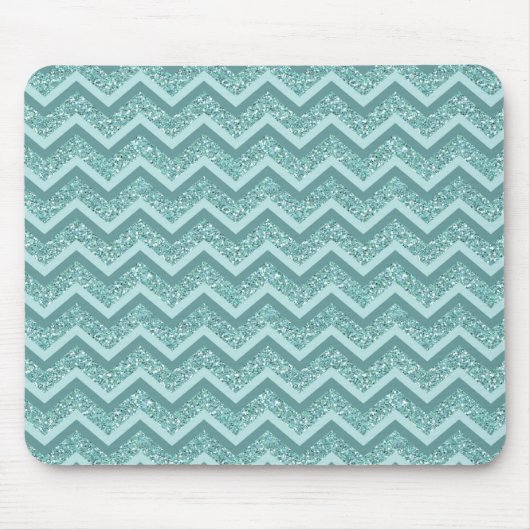 Türkisfarbener Glitzer ZigZag Muster Mousepad (Vorne)