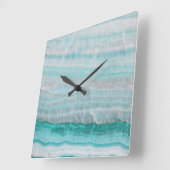 Türkisfarbener Granitstein Gesteinsschichten Wave Quadratische Wanduhr (Winkel)