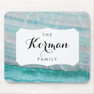 Türkisfarbener Granitstein-Wellendruck Mousepad