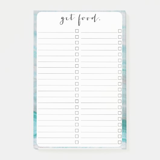 Türkisfarbener Granitstein-Wellendruck Post-it Klebezettel (Vorderseite)