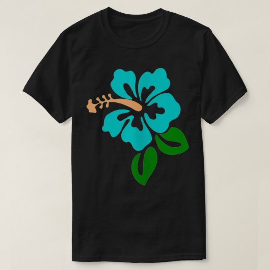 Türkisfarbener Hibiskus Blume T-Shirt (Design vorne)