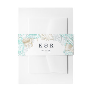 türkisfarbener Hochzeitsband am Meer Einladungsbanderole