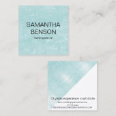 Türkisfarbener Hochzeitsplaner Quadratische Visitenkarte (Vorne/Hinten)