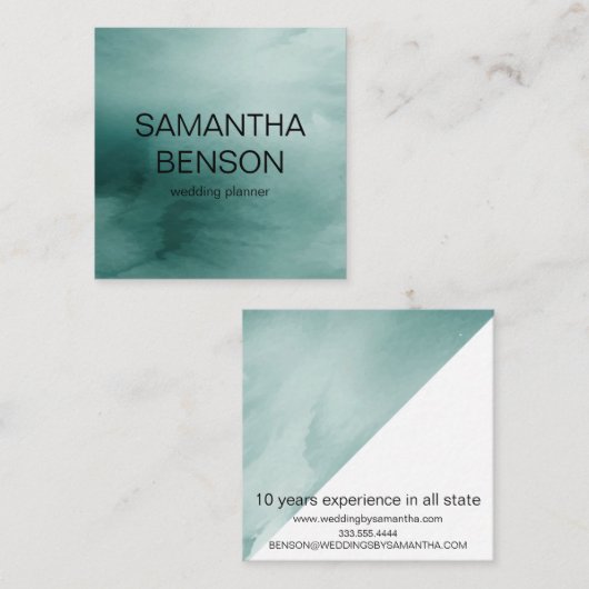 Türkisfarbener Hochzeitsplaner Quadratische Visitenkarte (Vorne/Hinten)