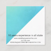 Türkisfarbener Hochzeitsplaner Quadratische Visitenkarte (Rückseite)