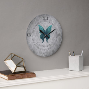 Türkisfarbener Juwelen-Schmetterling Große Wanduhr