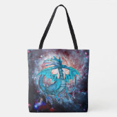 Türkisfarbener Kosmischer Drache Tasche (Vorderseite)