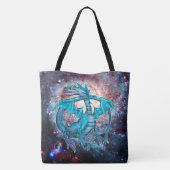 Türkisfarbener Kosmischer Drache Tasche (Rückseite)