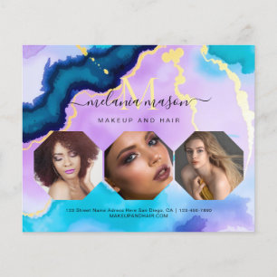 Türkisfarbener Lila-Achat-Makeup-Artist-Wasserfarb Flyer