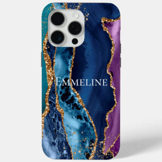 Türkisfarbener Lila Blue Gold Glitzer Marmor Case-Mate iPhone Hülle