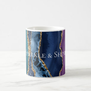 Türkisfarbener Lila Blue Gold Glitzer Marmor Kaffeetasse