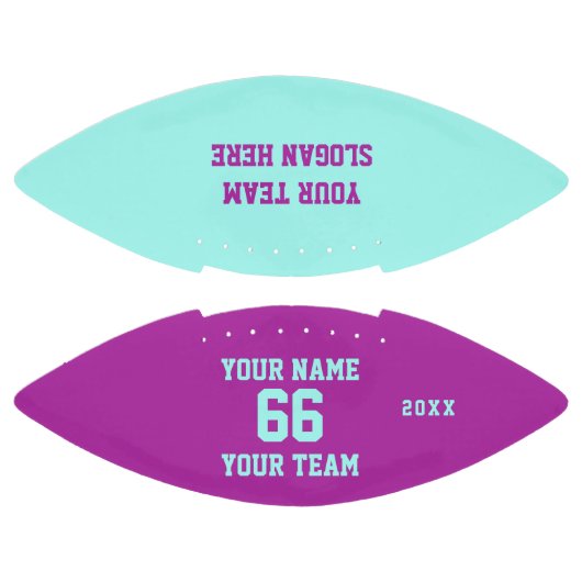 Türkisfarbener Lila Fußball mit Name, Nummer, Mann Football (Paneele)