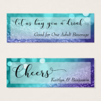 Türkisfarbener Lila Glitzer Bokeh Script Drincket