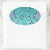 Türkisfarbener Lila Swirl Ovaler Aufkleber (Tasche)